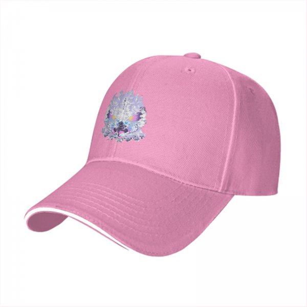 Black Baseball Cap With Anime Themed Graphic Print