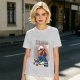 Olive T-shirt with Superhero Lounging Under Beach Umbrella Print