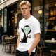 Olive T-Shirt With Tired Vampire Holding Bat Mug Graphic