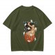 Olive green t-shirt with pumpkin ramen and ghost graphic print