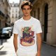 Olive T-Shirt with Cartoon Crocodile Eating Snack Graphic