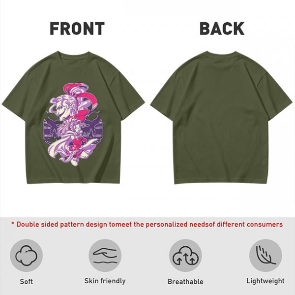 Olive Green T-Shirt With Fantasy Character Graphic Print