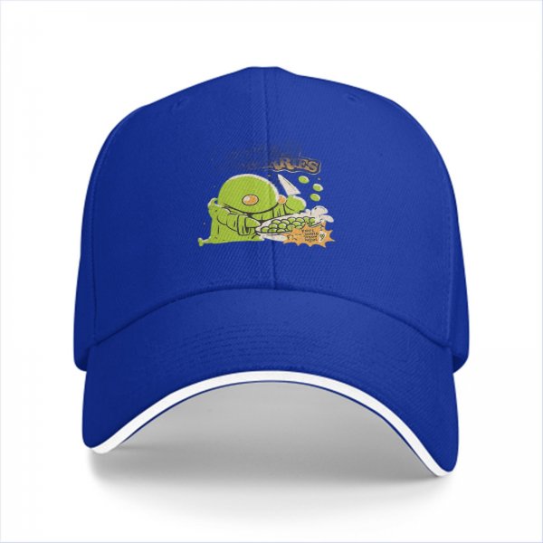 Black baseball cap with green chocobo cooking peas graphic