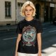 Olive Green Pirate Themed T-Shirt with Ship and Skull Graphic