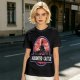 Olive T-Shirt with Haunted Castle Silhouette Graphic Design