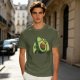Olive Green T-Shirt with Cute Running Avocado Graphic