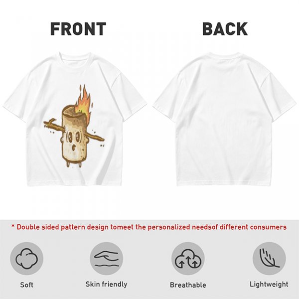 Olive T-Shirt With Surprised Burning Marshmallow Graphic