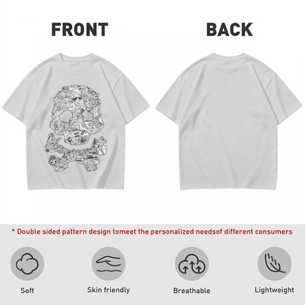 Olive T-shirt with Detailed Skull and Crossbones Graphic