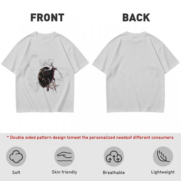 Olive green graphic t-shirt with dark fantasy creature print