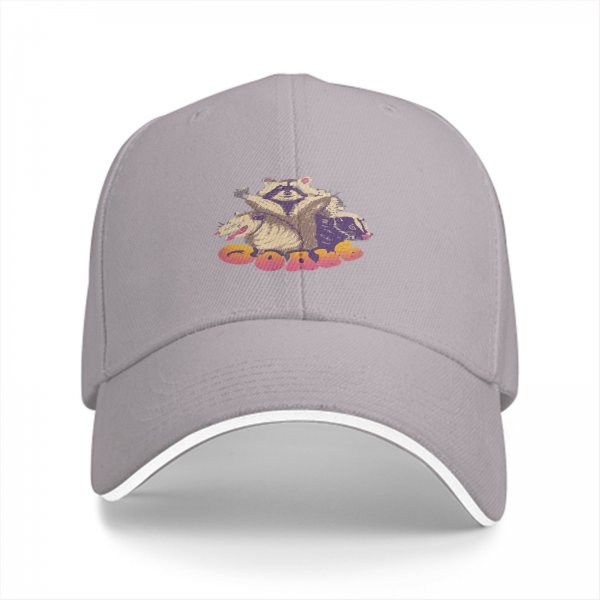 Black Baseball Cap With Raccoon, Opossum And Skunk Graphic Print