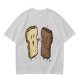 Olive T-Shirt With Surprised Light And Sad Burnt Bread Slices Graphic