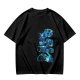 Olive Green T-Shirt with Blue Abstract Graphic Print