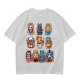 Olive T-Shirt With Cute Anime Cat Character Print