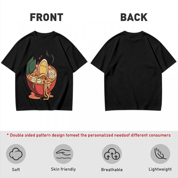 Olive T-Shirt With Cute Ramen Bowl Graphic Print