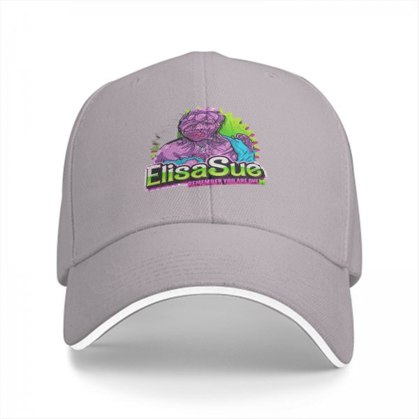 Black baseball cap with Elisa Sue graphic and text print