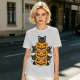 Olive Halloween T-Shirt with Stacked Jack-o'-Lanterns and Black Cats