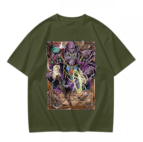 Olive T-Shirt Featuring Fantasy Wizard Card Artwork