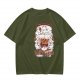 Olive t-shirt with cute cat bubble tea graphic print
