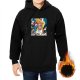 Black hoodie with Animaniacs nurse and characters graphic print