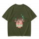 Olive graphic t-shirt with funny cat and 'keeps the a-sad away' text