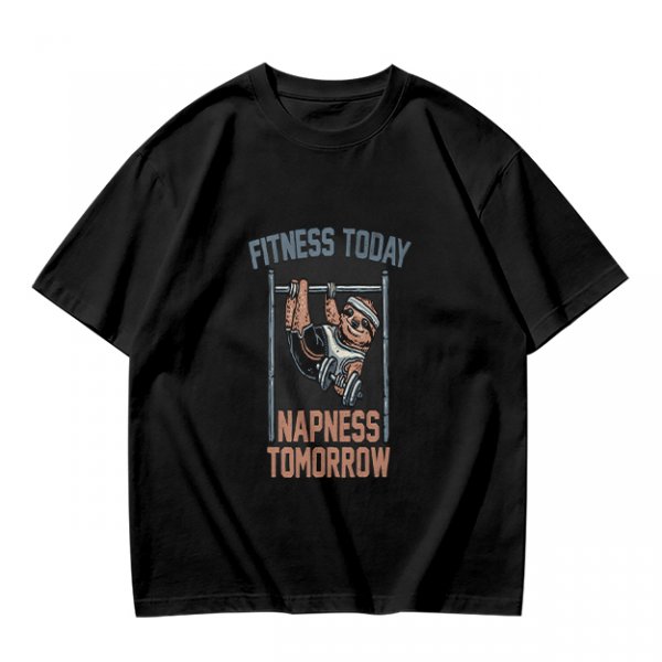 Olive T-Shirt with Sloth Fitness Today Napness Tomorrow Print