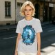 Olive T-Shirt With Blue Warrior Silhouette Graphic Print