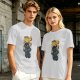 Olive T-shirt with Astronaut Cat 'I'm Just Here For The Milk' Print