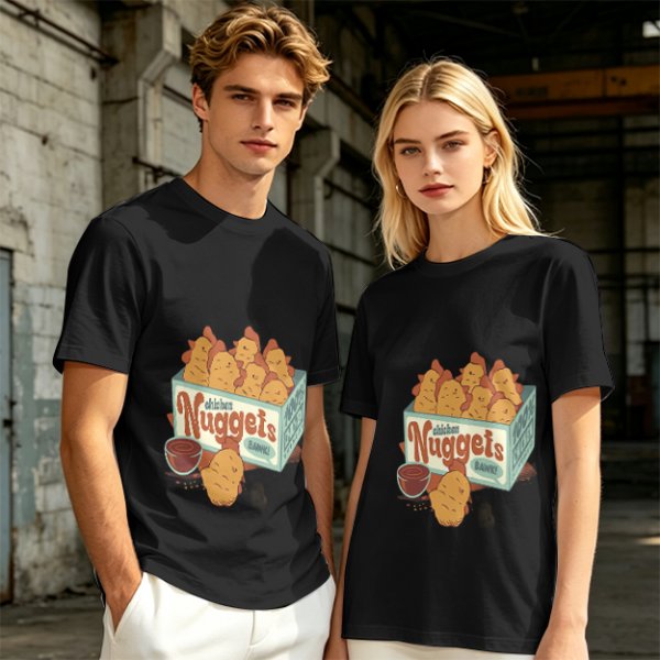 Olive T-Shirt With Cartoon Chicken Nuggets Box Print