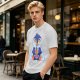 Olive T-shirt with Cute Penguin Drinking Boba Tea Print
