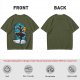 Olive T-Shirt With Fantasy Martial Artist Silhouette Graphic
