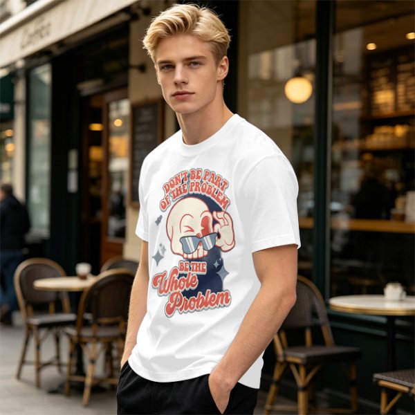 Olive Graphic T-Shirt With Sarcastic Skull Problem Quote