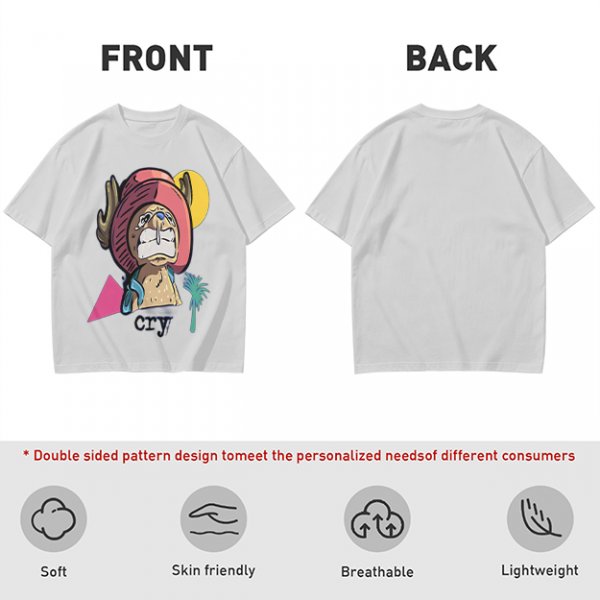 Olive T-shirt with Crying Tony Tony Chopper Graphic Print