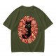 Olive T-Shirt With Cute Black Cat Holding Candy Surrounded By Sweets