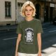 Oversized Army Green T-Shirt with Overthinking World Champion Brain Graphic
