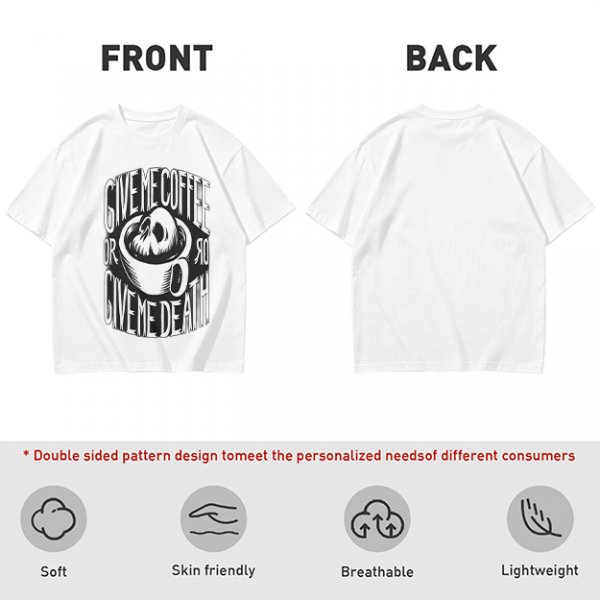 Give Me Coffee Or Death Skull Coffee Cup Graphic T-Shirt