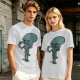 Olive T-Shirt With Alien Eating Ice Cream Graphic