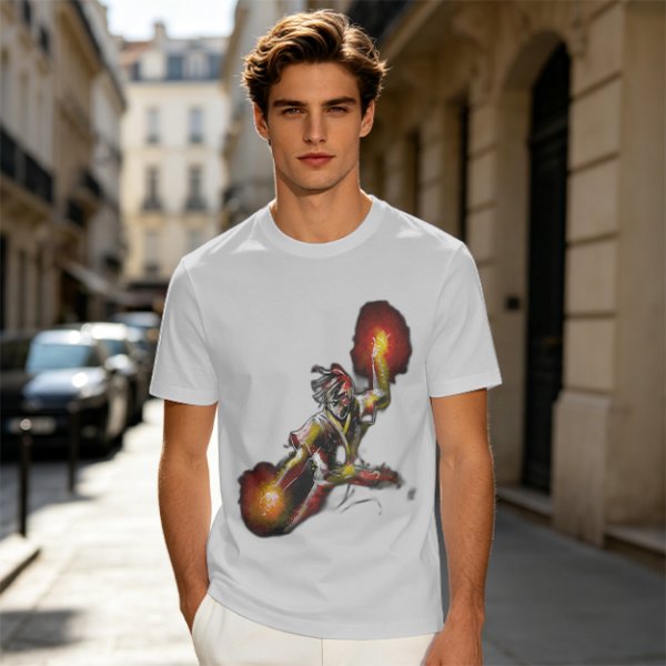 Olive T-shirt with Fire Bending Warrior Graphic Print