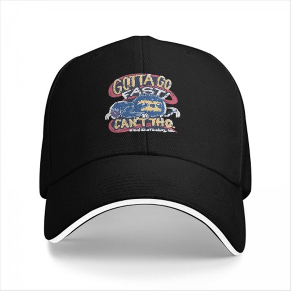 Black baseball cap with sloth 'gotta go fast can't tho' graphic