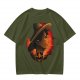 Olive T-Shirt Featuring Monkey D. Luffy Sunset Pirate Ship Art