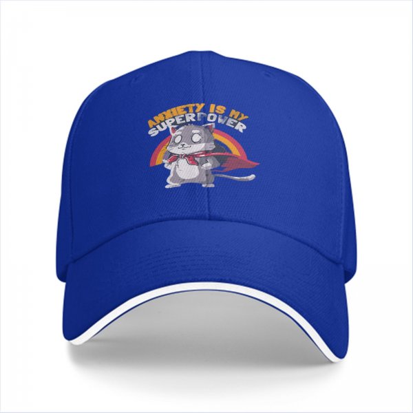 Anxiety Is My Superpower Cat Graphic Black Baseball Cap