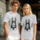 Olive T-shirt with Four Dark Fantasy Villain Heads Graphic Print