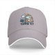 Black baseball cap with tangled orange cat and yarn it graphic