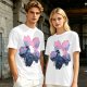 Olive T-Shirt with Sakura Flower and Whimsical Forest Creature Print