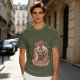 Olive T-shirt with parody monster anime graphic print
