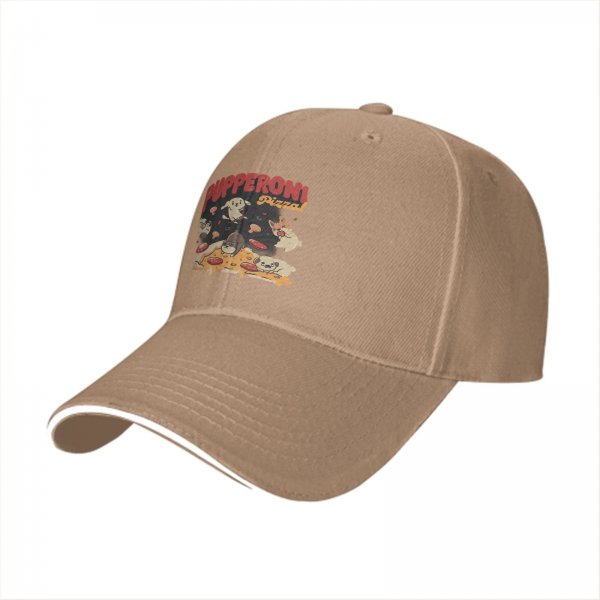 Black Baseball Cap With Pupperoni Pizza Cute Dog Graphic Print