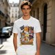 Olive T-Shirt With Cute Sushi Cat Stack Graphic Print