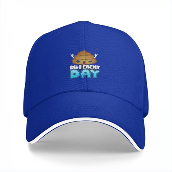 Black baseball cap with poop emoji graphic and 'Different Day' text
