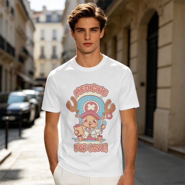 Olive T-shirt with Tony Tony Chopper 'Medicine For Love!' Print