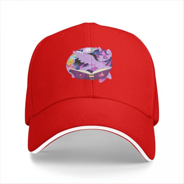 Black baseball cap with Twilight Sparkle reading a magic book print