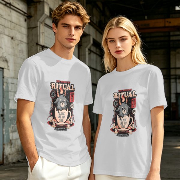 Olive Graphic Tee With Morning Ritual Devil Dog Coffee Print